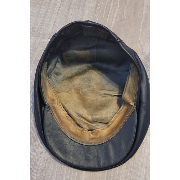 Vintage Bee Hats Genunie Leather Made In USA Flat Cap‎ Newsboy Cap - Picture 3 of 10